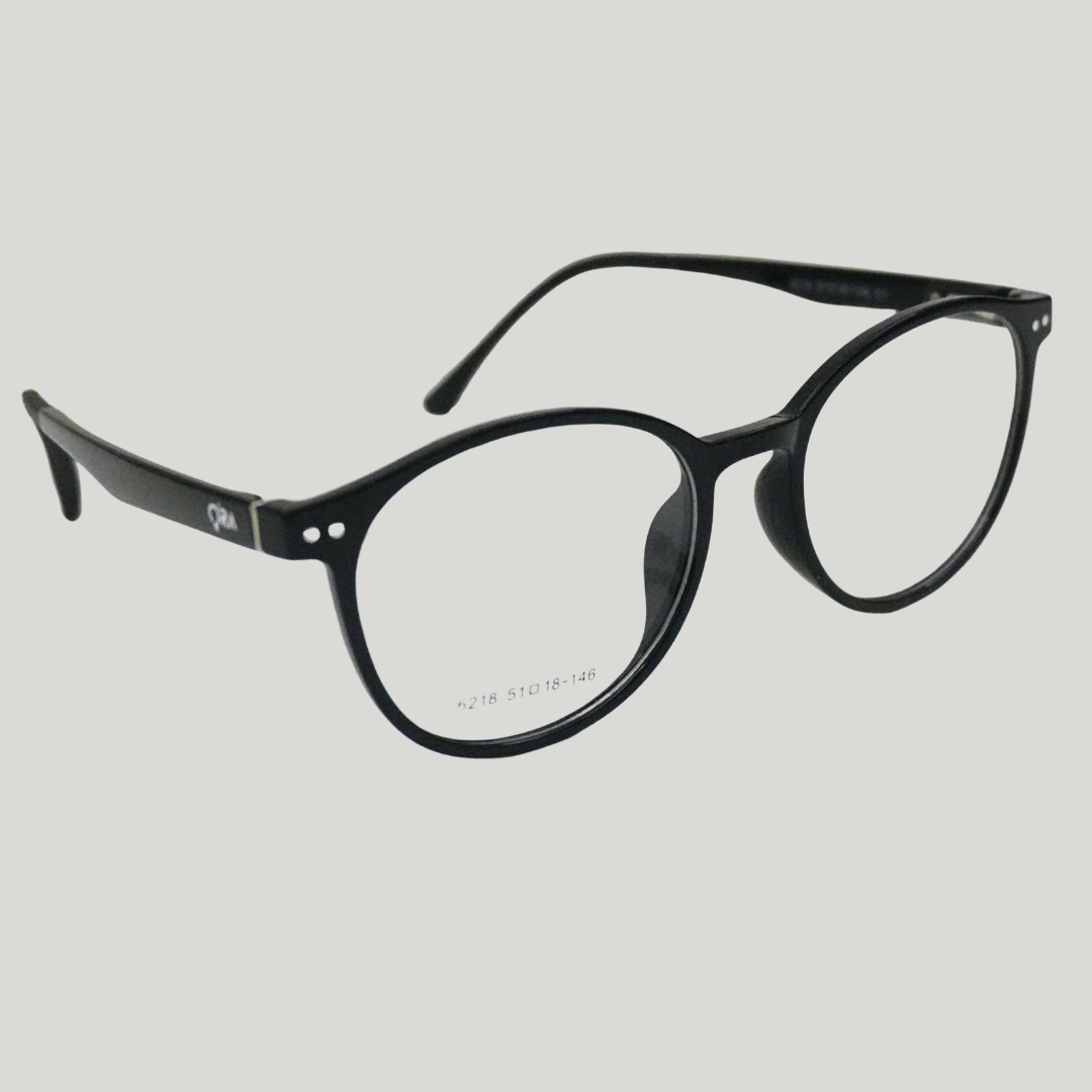ORA Charge Round Clip On Blue Blocking Glasses - Black Frame