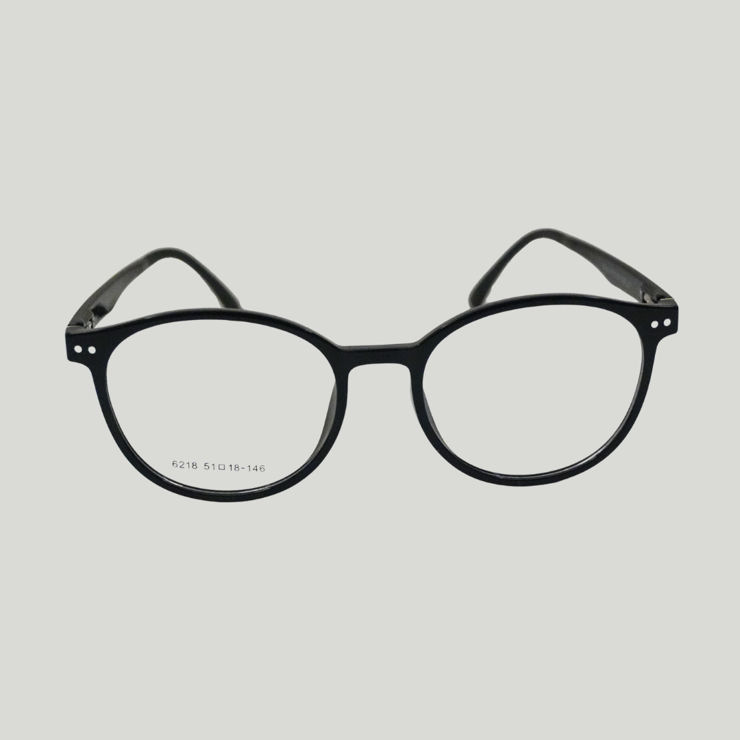 ORA Charge Round Clip On Blue Blocking Glasses - Black Frame