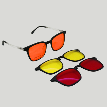 ORA Charge Square Clip On Blue Blocking Glasses - Transperant Frame