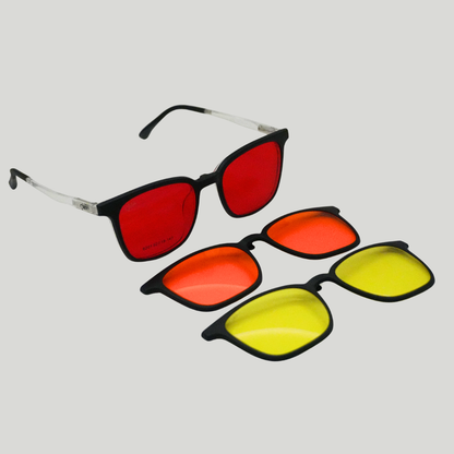 ORA Charge Square Clip On Blue Blocking Glasses - Transperant Frame