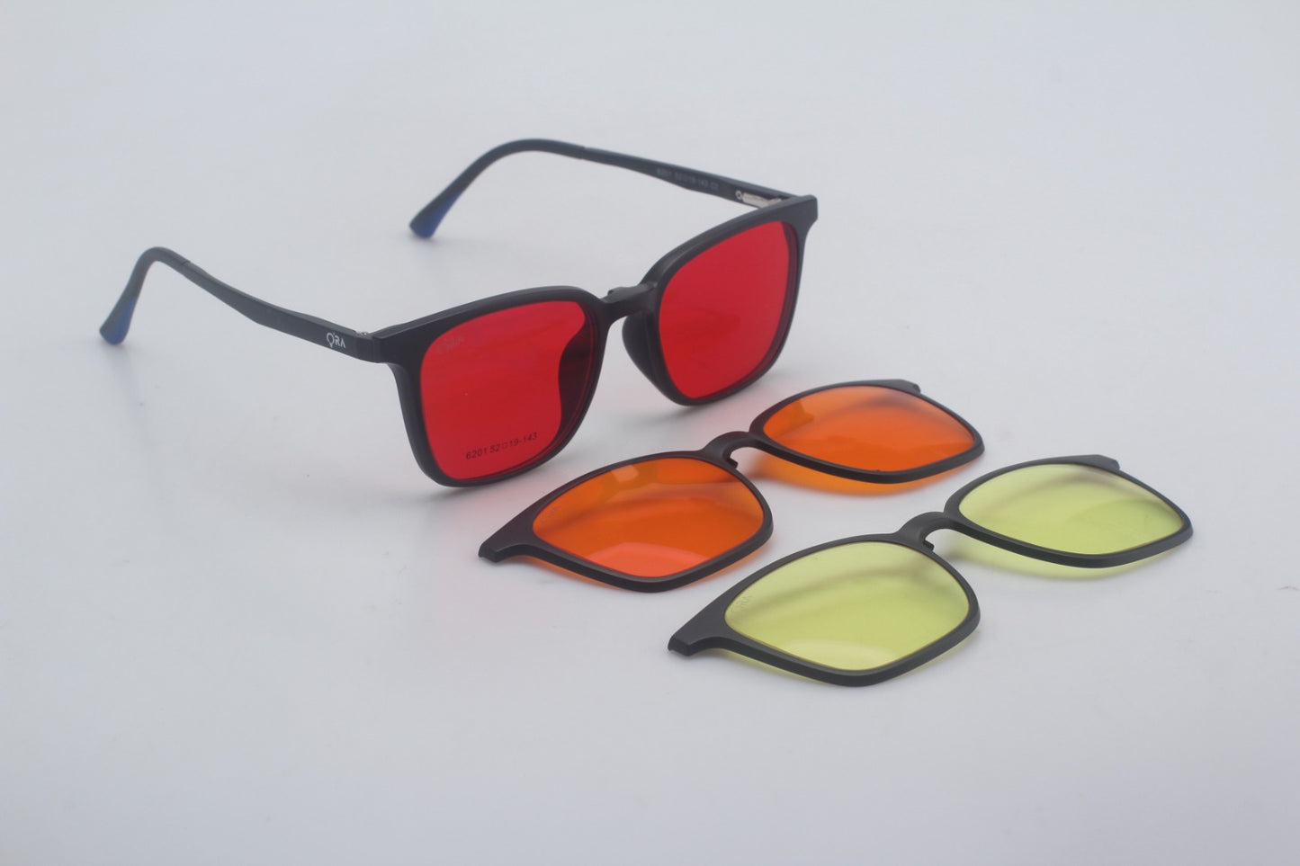 ORA Charge Square Clip On Blue Blocking Glasses - Black Frame