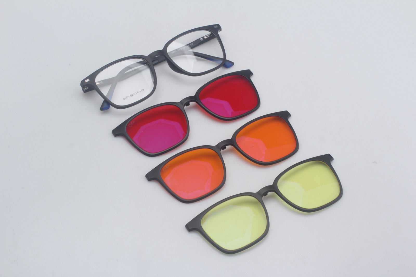 ORA Charge Square Clip On Blue Blocking Glasses - Black Frame