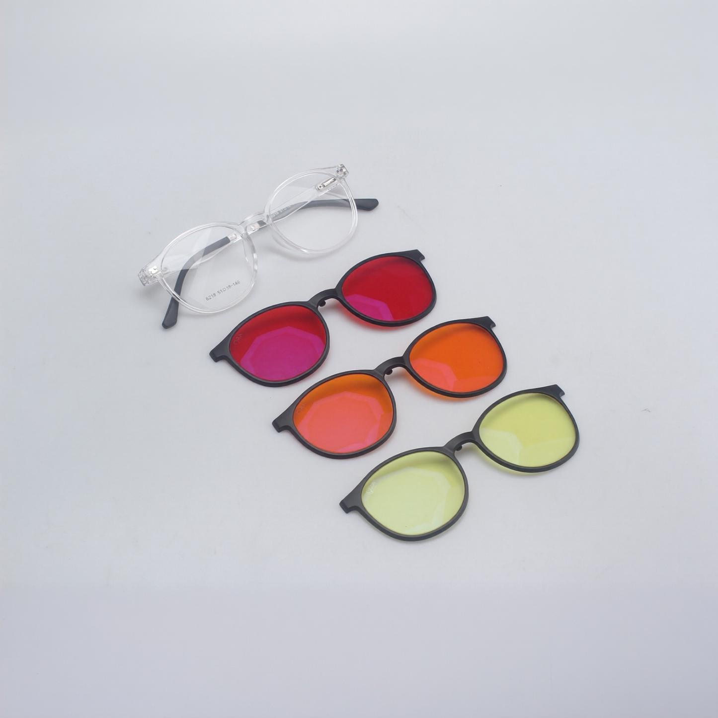 ORA Charge Round Clip On Blue Blocking Glasses - Transperant Frame