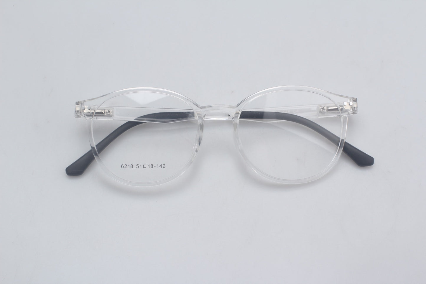 ORA Charge Round Clip On Blue Blocking Glasses - Transperant Frame