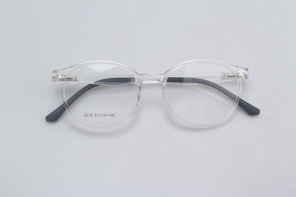 ORA Charge Round Clip On Blue Blocking Glasses - Transperant Frame
