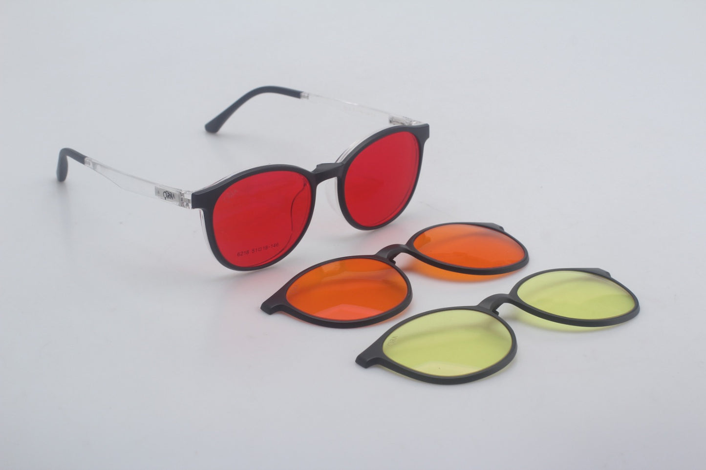 ORA Charge Round Clip On Blue Blocking Glasses - Transperant Frame