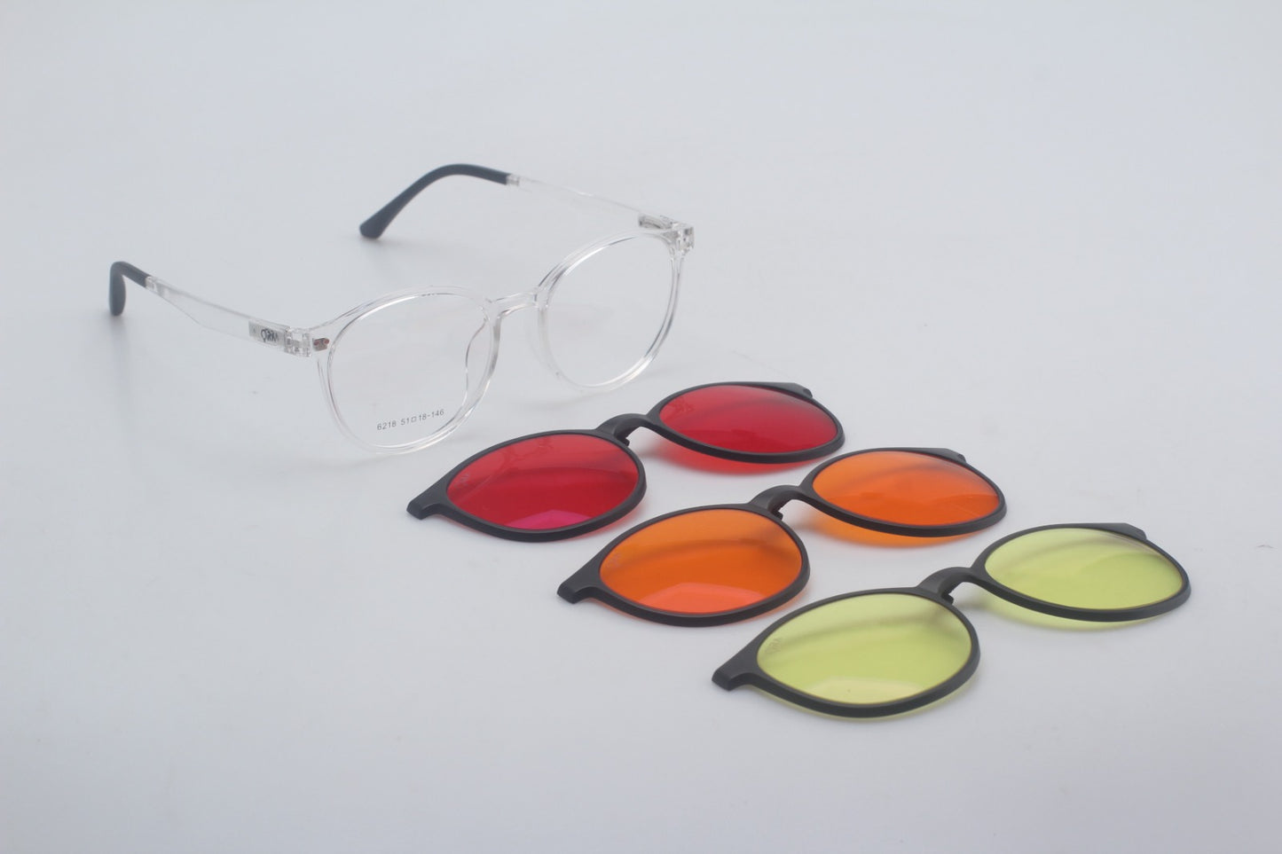 ORA Charge Round Clip On Blue Blocking Glasses - Transperant Frame