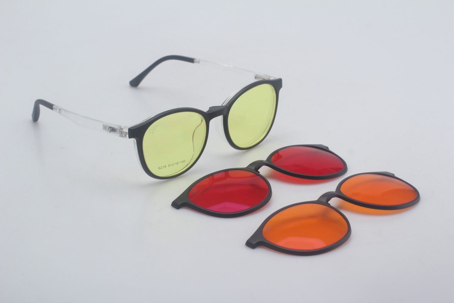 ORA Charge Round Clip On Blue Blocking Glasses - Transperant Frame
