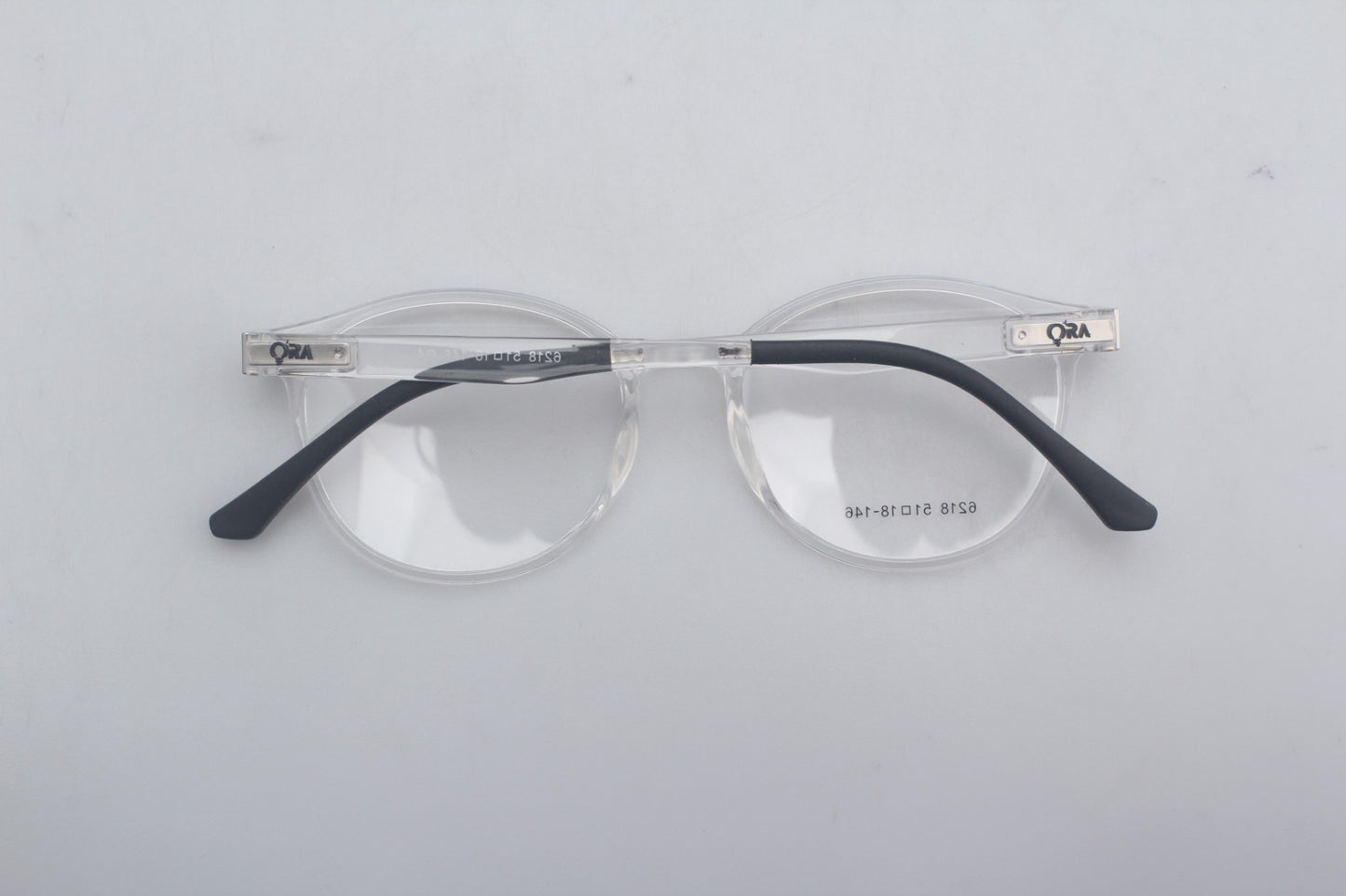 ORA Charge Round Clip On Blue Blocking Glasses - Transperant Frame