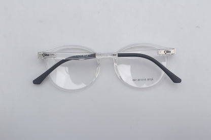 ORA Charge Round Clip On Blue Blocking Glasses - Transperant Frame