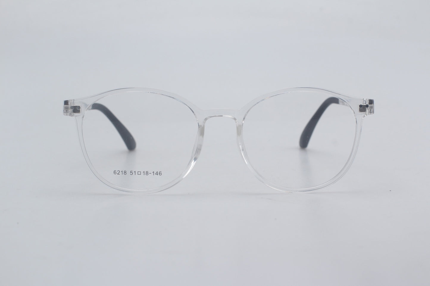 ORA Charge Round Clip On Blue Blocking Glasses - Transperant Frame