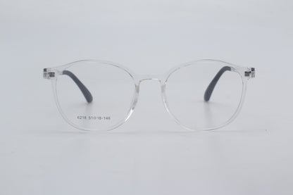 ORA Charge Round Clip On Blue Blocking Glasses - Transperant Frame