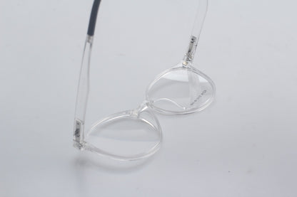 ORA Charge Round Clip On Blue Blocking Glasses - Transperant Frame