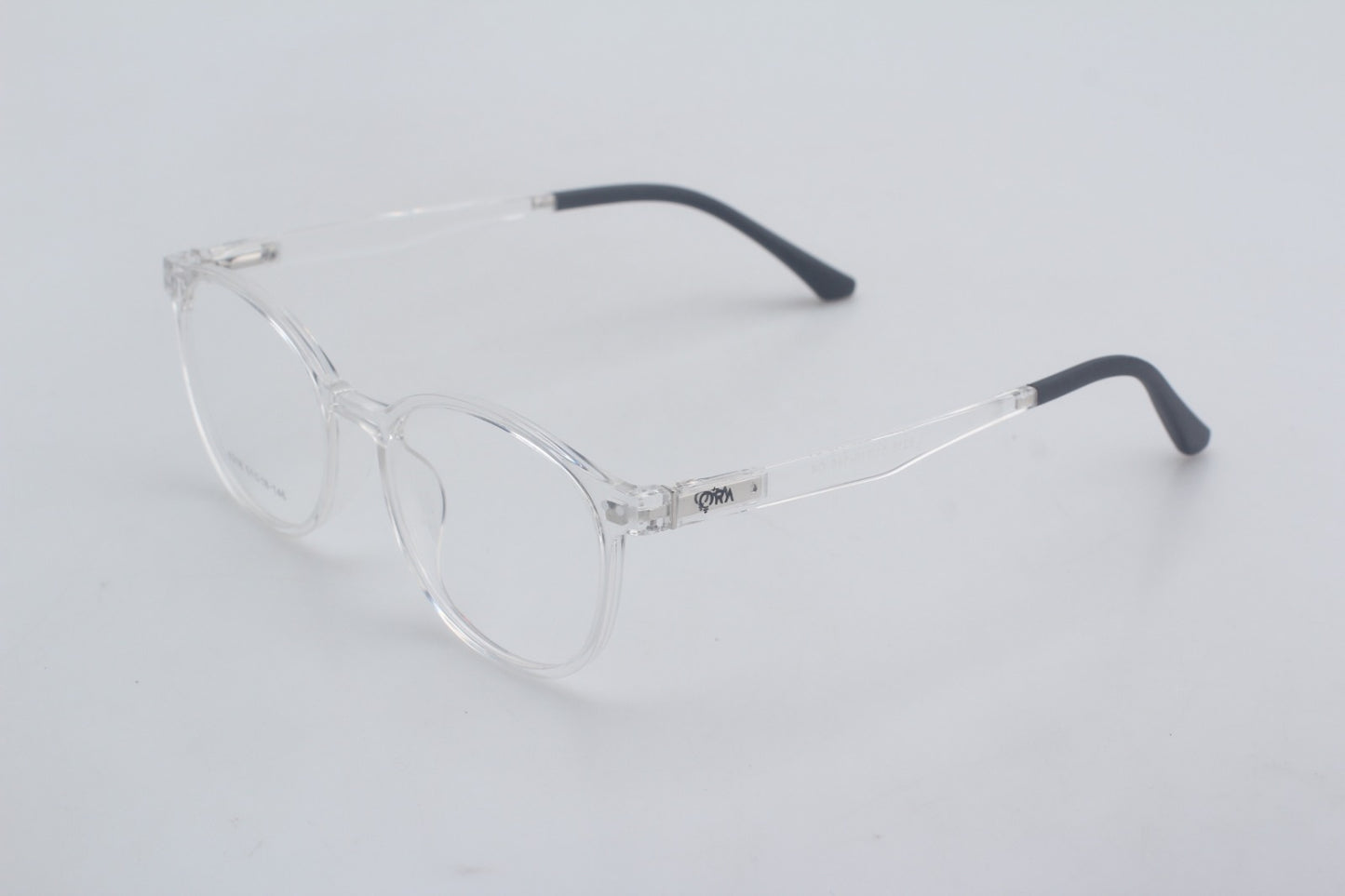 ORA Charge Round Clip On Blue Blocking Glasses - Transperant Frame