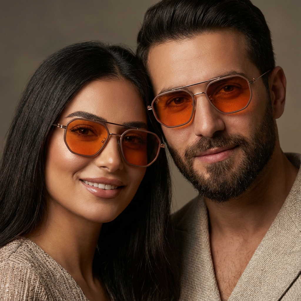 SunDown Eloria Blue Blocking Glasses - Gold Brown