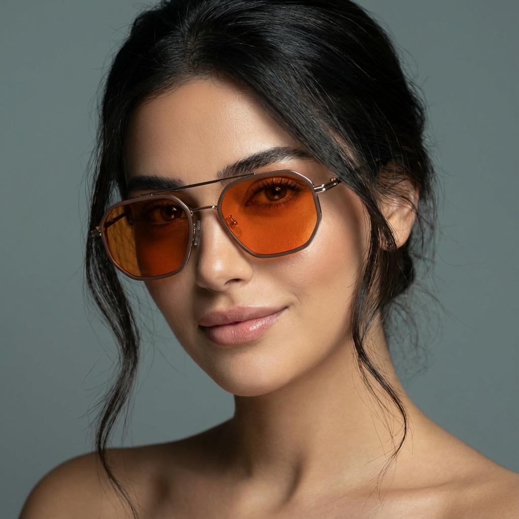 SunDown Eloria Blue Blocking Glasses - Gold Brown